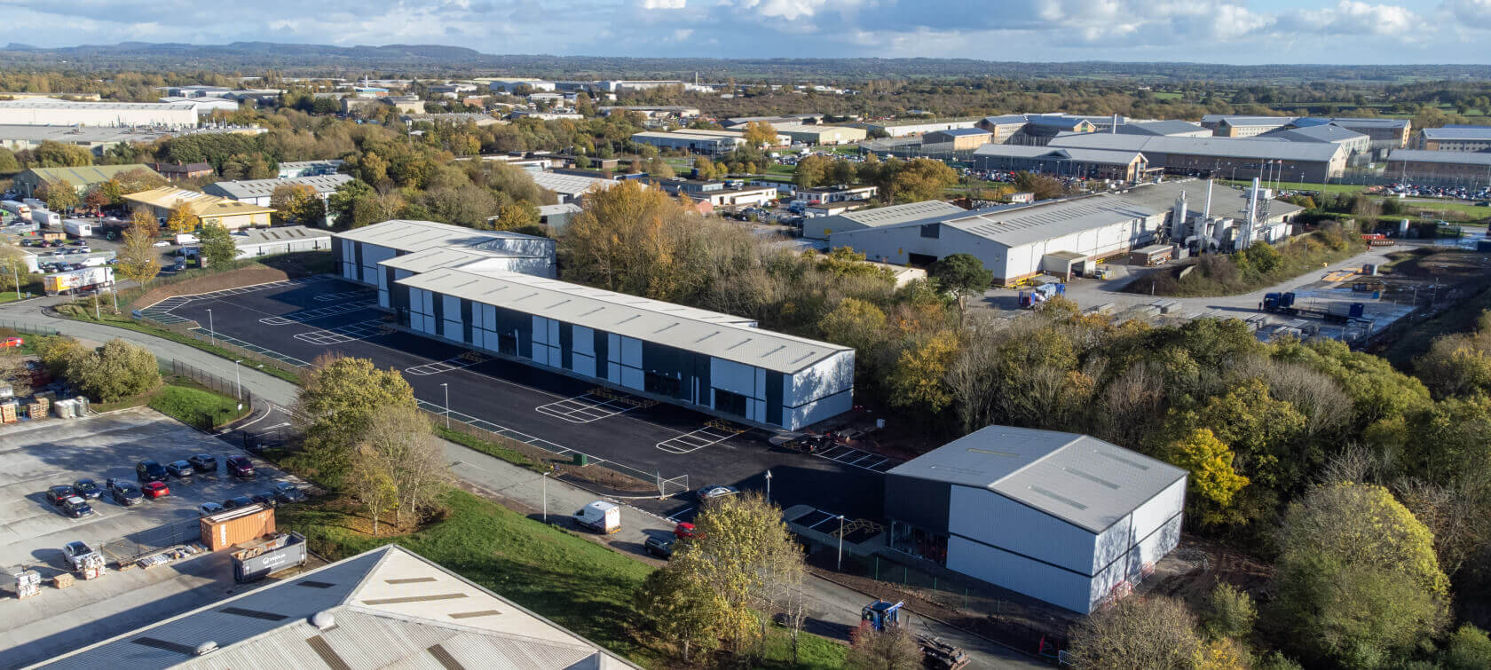 arial shot of wrexham industrial estate